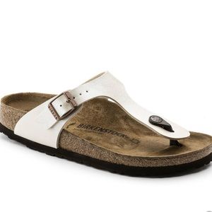 Women’s Birkenstock Gizeh Buckle Sandal Thong Pearlized White Size 38